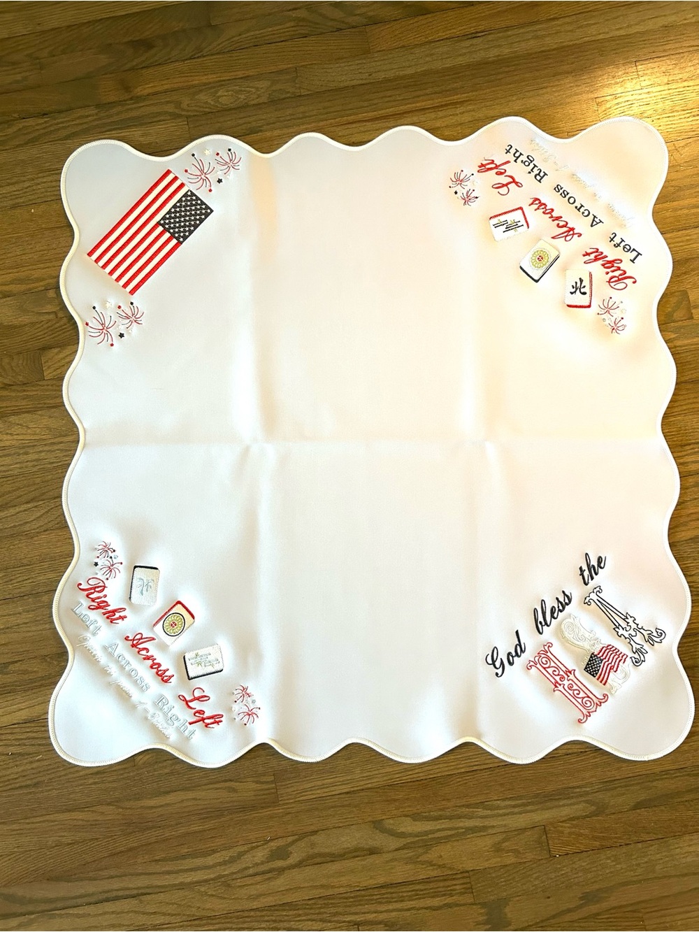 Patriotic Embroidered Mahjong mat